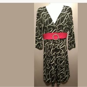 Body Central Women's Dress Black White 3/4 Sleeve